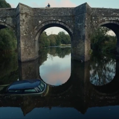Beyond Paradise Season 3, Episode 1: A dramatic opening to season 3, with a car in river by Horsebridge, opposite The Royal Inn